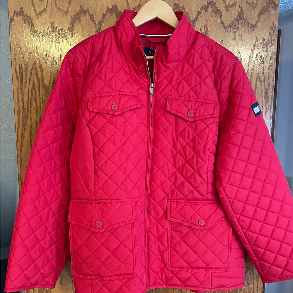 Tommy Hilfiger Woman’s Coat Jacket Red Diamond Quilt 2X